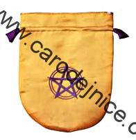 Tarotový sáček Pentagram v kruhu/žlutý  