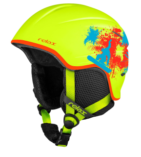 Dětská lyžařská helma Relax RH18A4 Twister neon. žlutá + potisk 