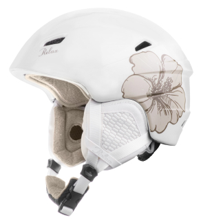 Dámská lyžařská helma Relax Wild RH17A2 bílá s kytkou