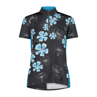 Dámský cyklistický dres CMP 32C6326 10ZL černá/modré květy