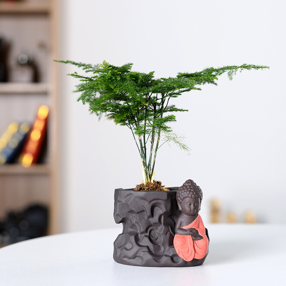 Ornament na květináči od Yixing zisha----Tathagata (oranžová)