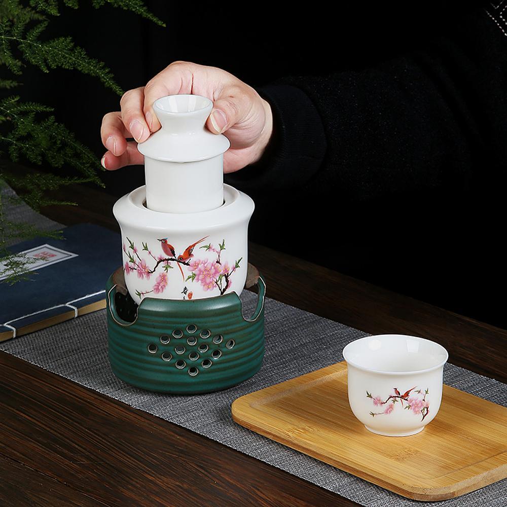 Teplá a ledová dvouúčelová sada na víno v japonském stylu - Ptáci 2