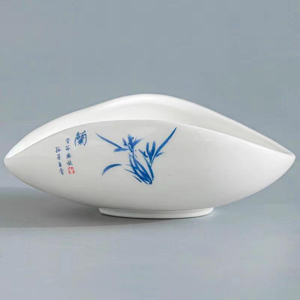 Bílý porcelánový držák na čaj  - Orchidej