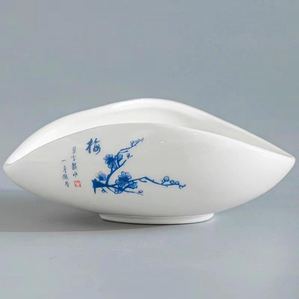 Bílý porcelánový držák na čaj - Švestkové květy