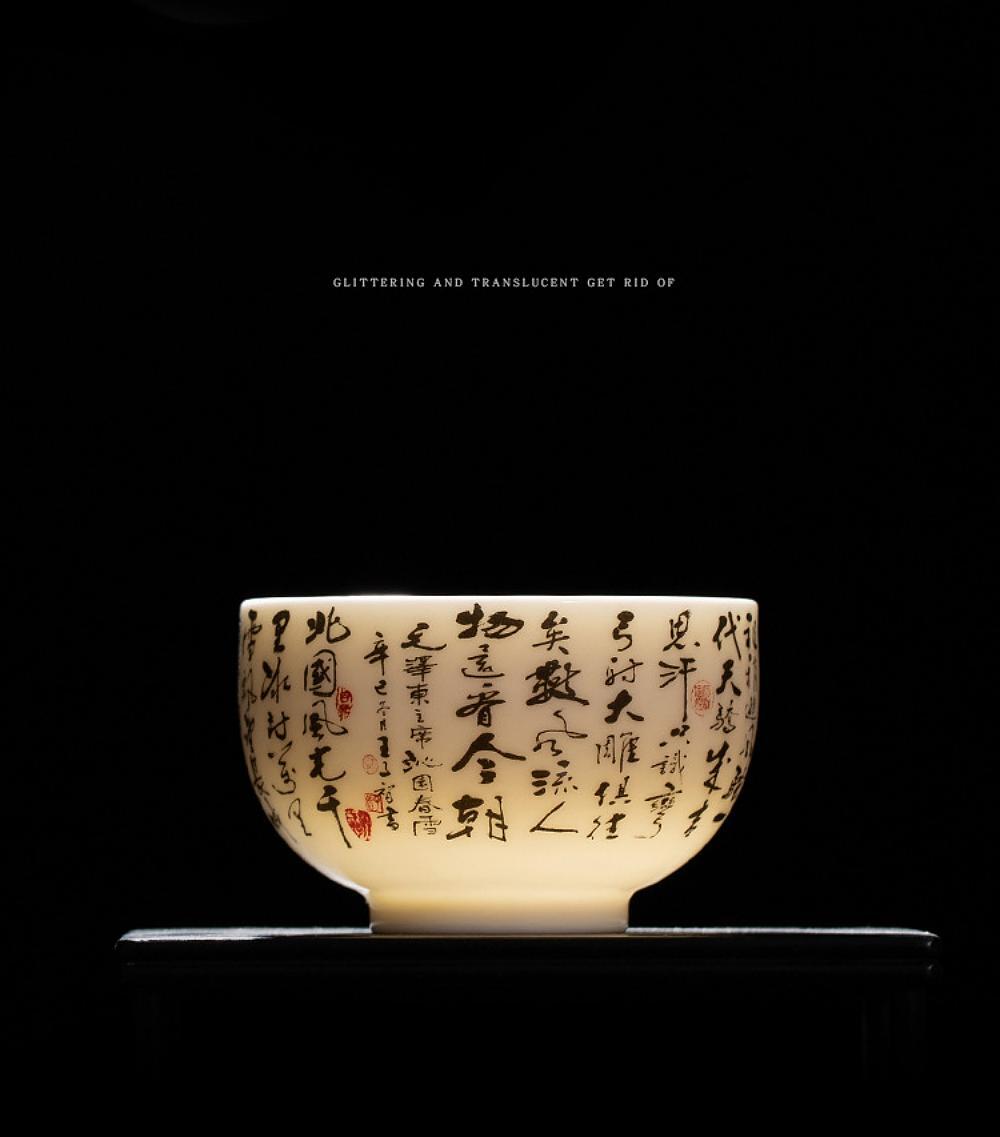 Čínský skopový nefritový bílý porcelán Kung Fu  osobní čajový šálek - Qinyuanchun